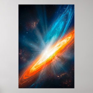 Vibrant Cosmic Galaxy Sci Fi Orange Blue Poster