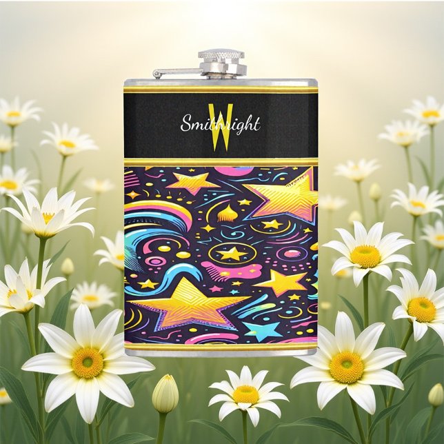 Vibrant Cosmic Patterns Swirl Through a Night Sky Hip Flask (Creator Uploaded)