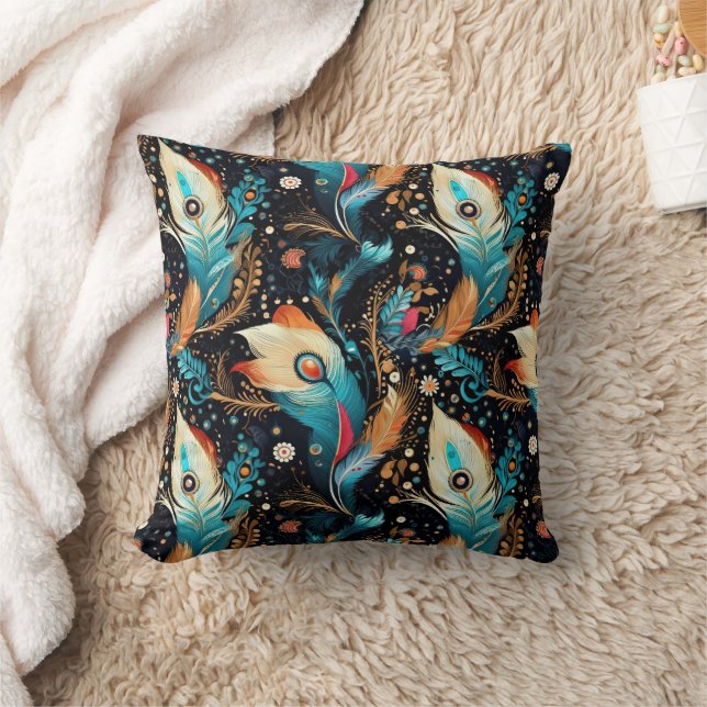 Vibrant Cosmic Rocket Adventure Cushion (Blanket)