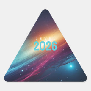 Vibrant Cosmic Space Neon Abstract Glowing Galaxy Triangle Sticker