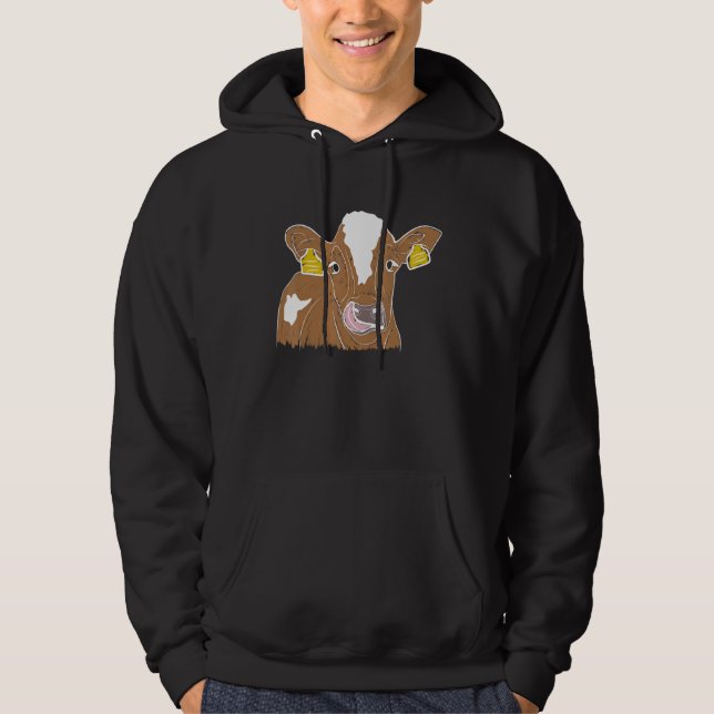 Vibrant Cow Illustration Hoodie (Front)