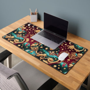 Vibrant Crimson Red Celestial Moon Desk Mat