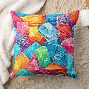 Vibrant Crystal Cluster Art Cushion