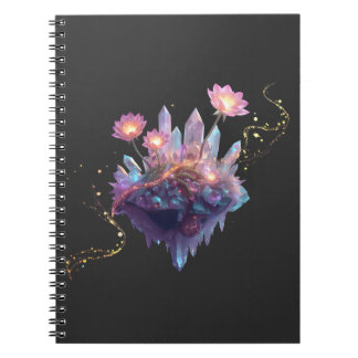 Vibrant Crystal Garden in Cosmic Space Notebook