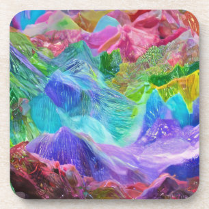 Vibrant Crystal Mountain Abstract Coaster