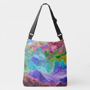 Vibrant Crystal Mountain Abstract Crossbody Bag