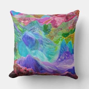 Vibrant Crystal Mountain Abstract Cushion