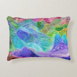Vibrant Crystal Mountain Abstract Decorative Cushion