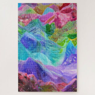 Vibrant Crystal Mountain Abstract  Jigsaw Puzzle