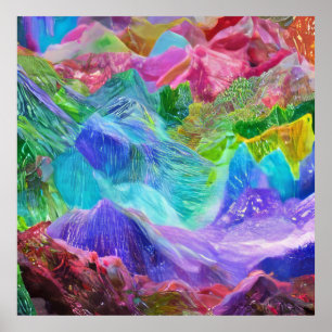 Vibrant Crystal Mountain Abstract Poster