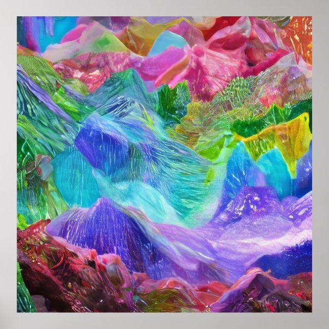 Vibrant Crystal Mountain Abstract  Poster (Front)