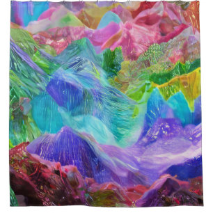 Vibrant Crystal Mountain Abstract Shower Curtain
