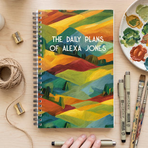 Vibrant Cubist Hills Painterly Autumn Custom Name Planner
