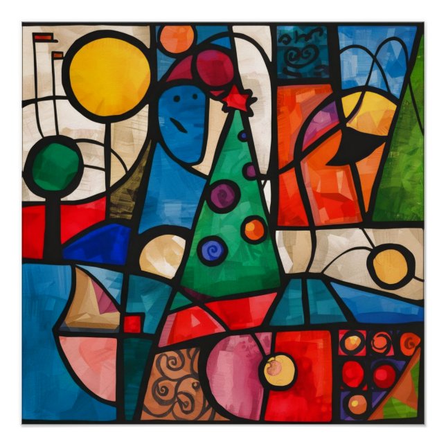  Vibrant Cubist Holiday Poster (Front)