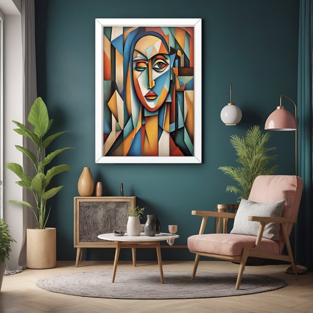 Vibrant Cubist Portrait Abstract Geometric Art Poster (Creator Uploaded)