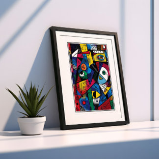 Vibrant Cubist Style Abstract Poster