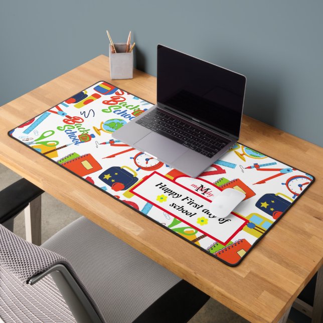 Vibrant Customisable Back to School Pattern Desk Mat (Office 2)