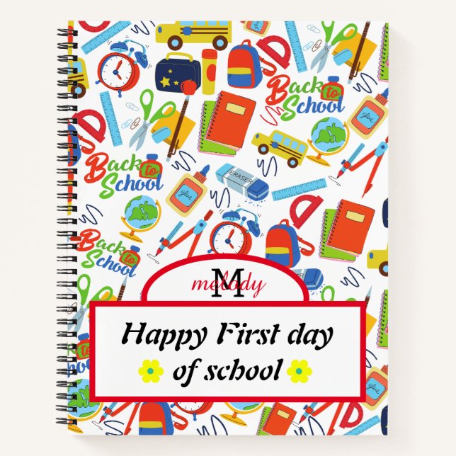 Vibrant Customisable Back to School Pattern Notebook (Front)