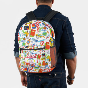 Vibrant Customisable Back to School Pattern Printed Backpack