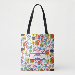 Vibrant Customisable Back to School Pattern Tote Bag