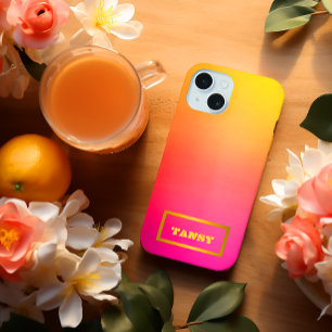 Vibrant Customisable Ombre Pink Yellow and Orange  iPhone 15 Case