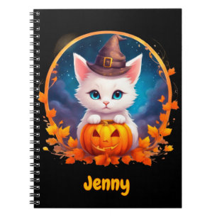 Vibrant cute kitten halloween Personalized Notebook