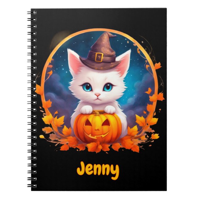 Vibrant cute kitten halloween Personalized Notebook (Front)