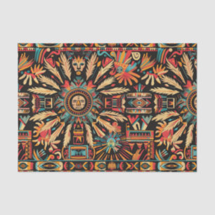 Vibrant Cyan "Aztec Dream" Decorative Tissue Paper