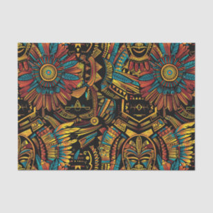 Vibrant Cyan "Aztec Dream" Decorative Tissue Paper