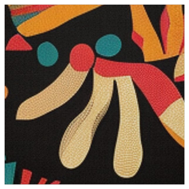 Vibrant Cyan "Aztec Dream" Textile Polyester Popli Fabric (Swatch)