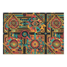Vibrant Cyan "Aztec Dream" Wrapping Matte Paper Sh