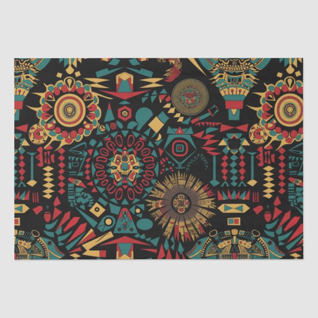 Vibrant Cyan "Heritage-Inspired Patterns" Wrapping Tissue Paper (Front)