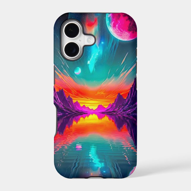 Vibrant Cyberpunk Alien Moons Synthwave (Back)