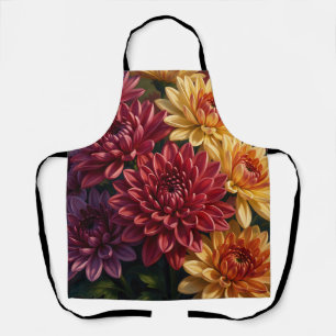 Vibrant Dahlia Floral Bouquet Apron