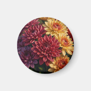 Vibrant Dahlia Floral Bouquet Magnet