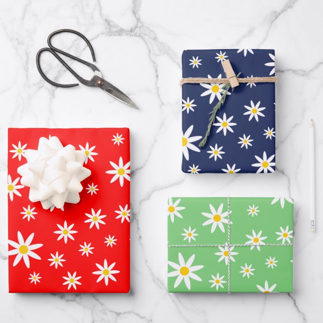 Vibrant Daisy Wrapping Paper Sheet Set (Front)