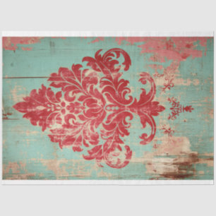 Vibrant Damask Patina Patterned Background Art Tissue Paper