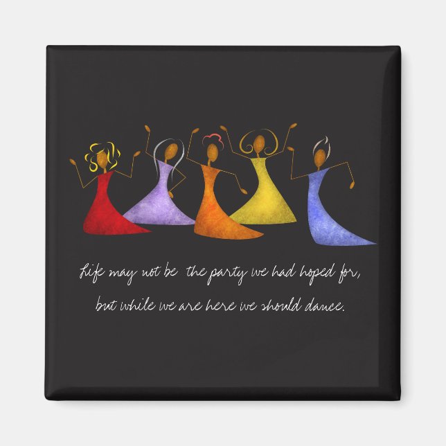 Vibrant Dancing Ladies Textured Collage Magnet (Front)