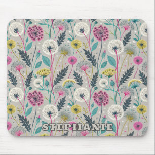 Vibrant Dandelion and Foliage Seamless Pattern Mouse Pad