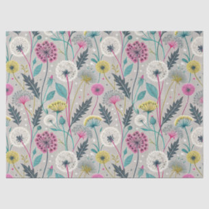 Vibrant Dandelion and Foliage Seamless Pattern Tissue Paper