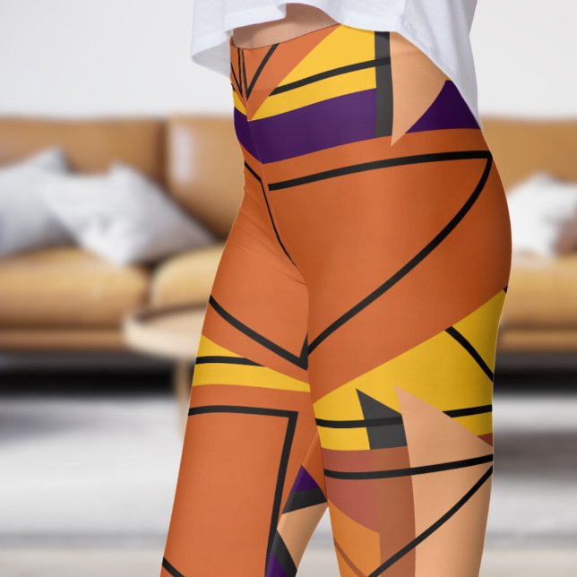 Vibrant Dark Purple Mosaic Pattern Leggings (Angles with Dark Purple Leggings)