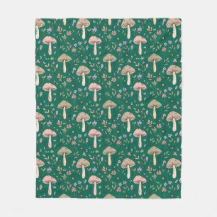Vibrant Deep Emerald Fungi Cozy Dark Green Fleece Blanket