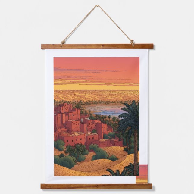 Vibrant Desert Oasis Wall Tapestry (Front)