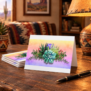 Vibrant Desert Succulent Botanical Note Card