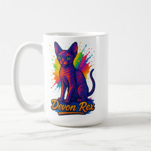 Vibrant Devon Rex Pop Art Cat – Colourful Neon Coffee Mug