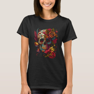 Vibrant Dia de los Muertos Skull T-Shirt