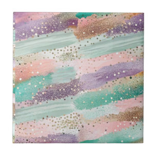 Vibrant Diagonal Brushstroke Pattern (2) Ceramic Tile