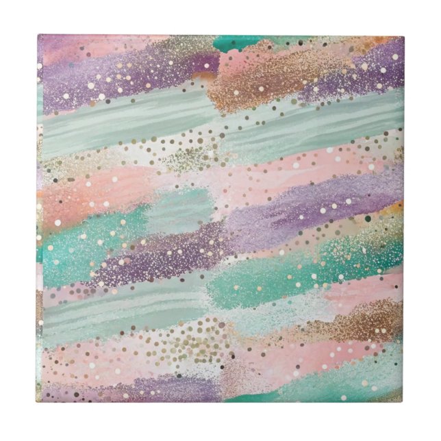 Vibrant Diagonal Brushstroke Pattern (2) Ceramic Tile (Front)