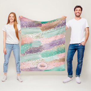 Vibrant Diagonal Brushstroke Pattern (2) Fleece Blanket