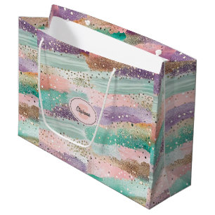 Vibrant Diagonal Brushstroke Pattern (2) Large Gift Bag